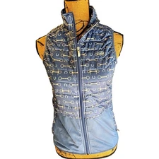 Ariat Tek Vest Ariatkek Quilted Riding Barn Vest Blue Snaffle Bit Pattern XS