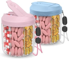 Pill Dispenser with 7 Large Compartments, Pill Organizer for Travel, Supplement 