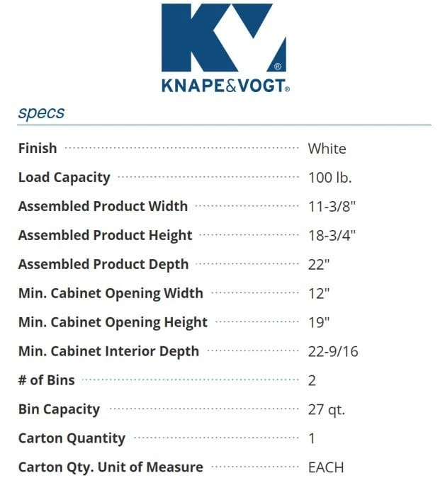 Platinum 11 in. x 22 in. x 18.75 in. 27 Qt. in-Cabinet Double Soft-Close Bott... - Image 2 of 4