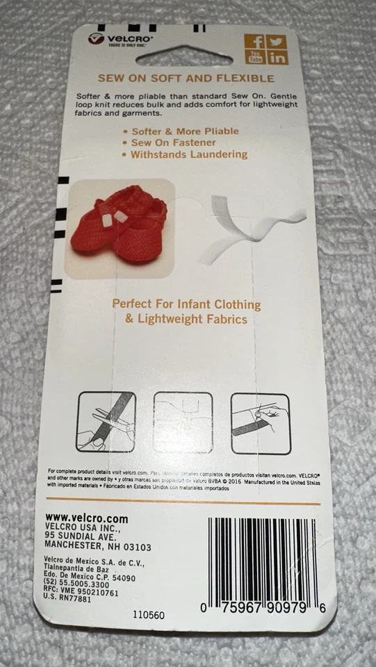 Velcro Gentle Sew On Soft Flexible Roll 30in X 5/8in New In Package Unopened - Image 4 of 4