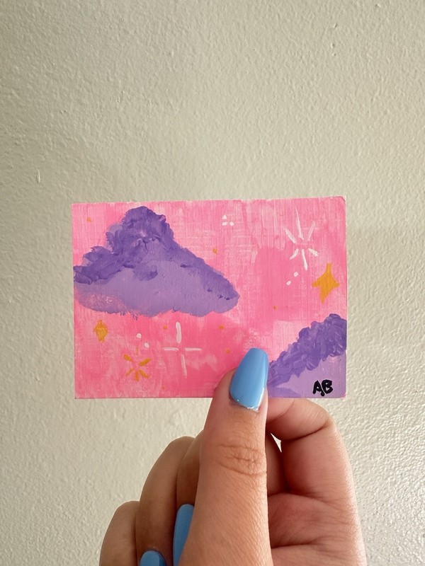 ACEO Original Art • Pink Skies • Acrylic Paint on Acrylic Paper • 3.5x2.5in