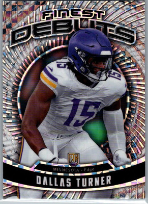 2024 Topps Finest #D-19 Dallas Turner Checkerboard RC Debut Minnesota Vikings