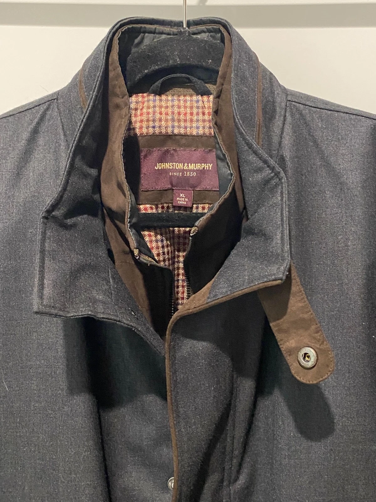 Johnston & Murphy  (Men's LRG.)  Wool  Blend Front Zip/Snap Coat - EUC !! image 3