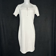 Rue 21 Women's L White Off Shoulder Ribbed Zipper Closure Bodycon Dress