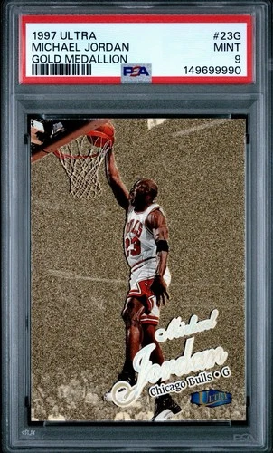 1997 FLEER ULTRA MICHAEL JORDAN GOLD MEDALLION G23 SP CARD \*GRADED PSA MINT 9!