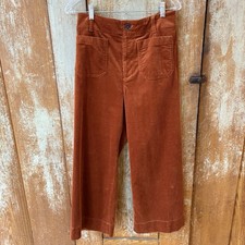 Anthropologie Maeve Colette Size 29 Cropped Corduroy Wide Leg Pants Orange