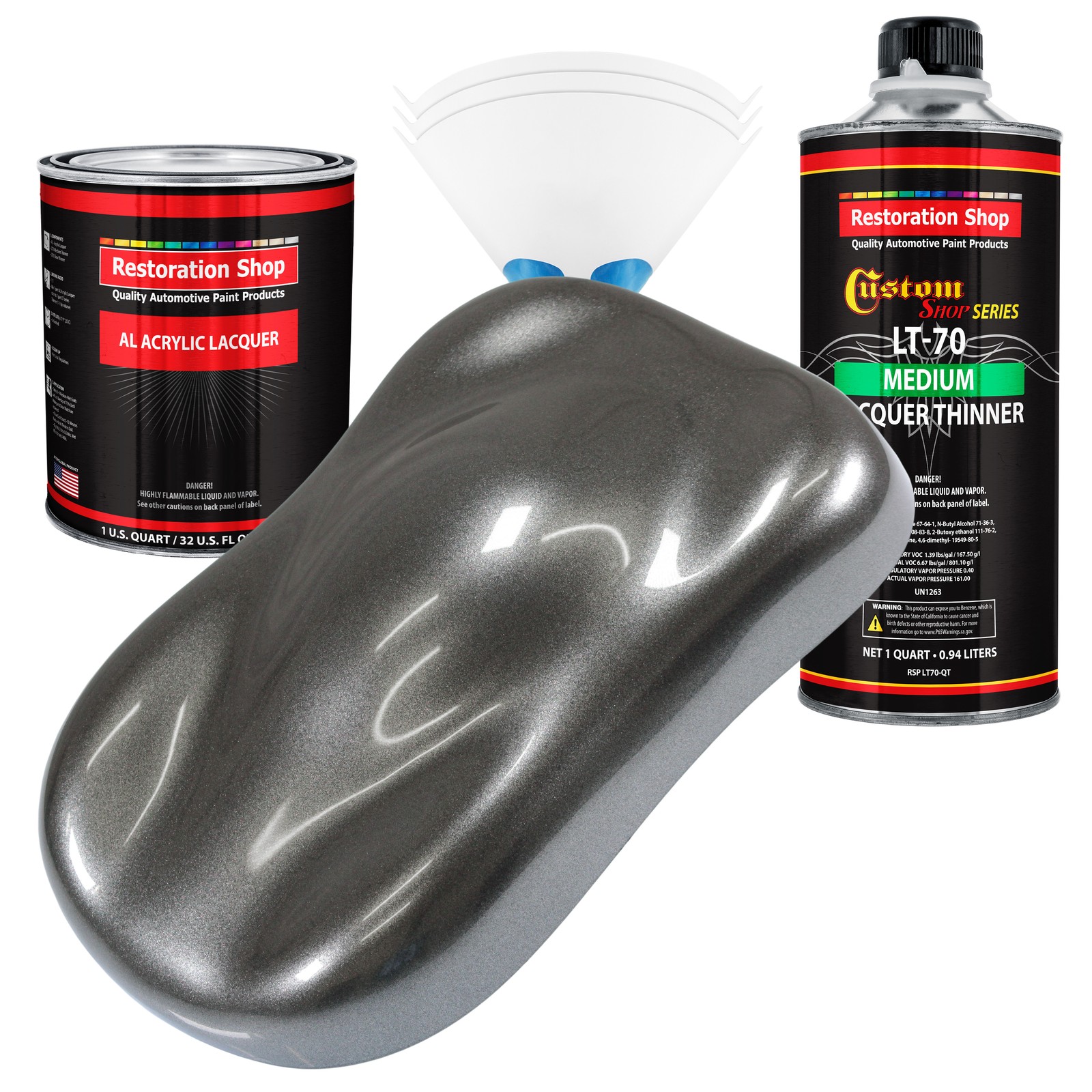 Meteor Gray Metallic Acrylic Lacquer Quart Auto Paint Kit with Medium Thinner