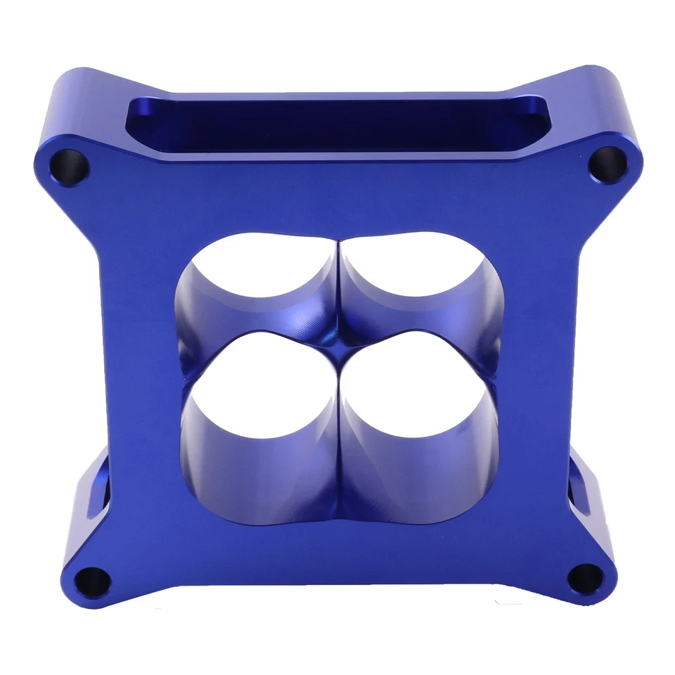 2" inch Anodized Billet Aluminum 4150 Carburetor Spacer Square Bore 4 Port Blue - Image 3 of 4