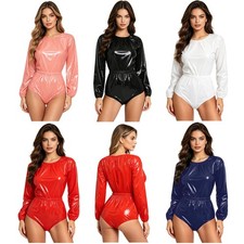 Bodysuit for Women Incontinence Leotard Leakproof Crew Neck Jumpsuit Nightwear