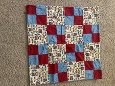 Handmade Baby Blanket Quilt Car Theme 28x28 Inches Machine Quilted
