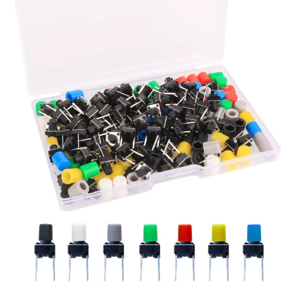 Momentary Tactile Push Button Switch Cap Kit 7 Color Breadboard