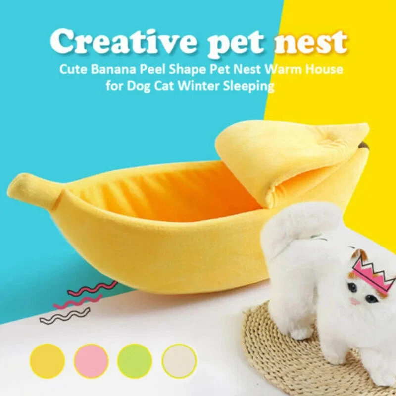 Cama Banana Cat House engraçada fofa aconchegante tapete de gato camas quentes duráveis portátil animal de estimação... - Imagem 3 de 4