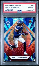 2020 Phoenix JUSTIN JEFFERSON Fire Burst #111 PSA 10 GEM MINT Rookie Card RC. rookie card picture