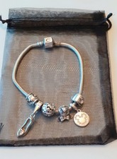 Chamilia Bracelet Disney charms 925 sterling silver  Crystal Minnie Mickey