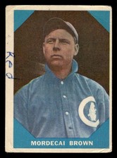 1960 FLEER BASEBALL GREATS MORDECAI BROWN 9 POOR BASEBALL