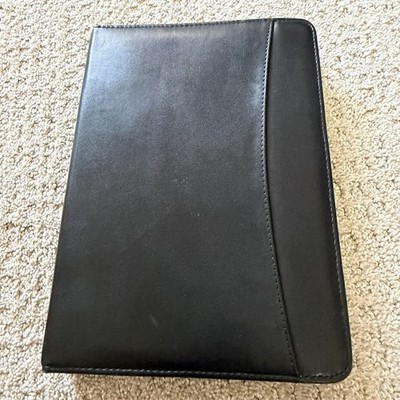 Cambridge Black Leather Organizer Cards Paper Three Gold 1'' Rings Medium Sized