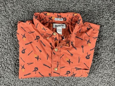 Duluth Trading Shirt Men s 2XL Tall BBQ Print Armpit Gusset Relaxed Fit