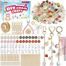 348Pcs Charms Lip Gloss Keychain Making Kit,Diy Craft with Charms,Key Chain Hook