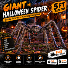 5Ft Halloween Spider Outdoor Decorations Giant Scary Spider Yard Lawn Decor