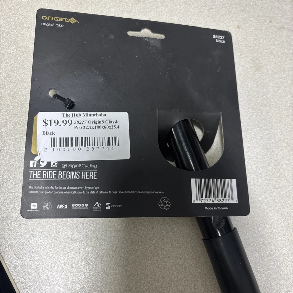 Vástago de bicicleta ORIGIN8 Classic Pro Road Quill 60 mm -18 ° elevación 25,4 mm barra 22,2 mm #O4 Foto 2 de 2