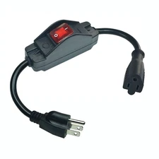 3 Prong Black Extension Cord with Waterproof Switch 14AWG Heavy Duty Cable