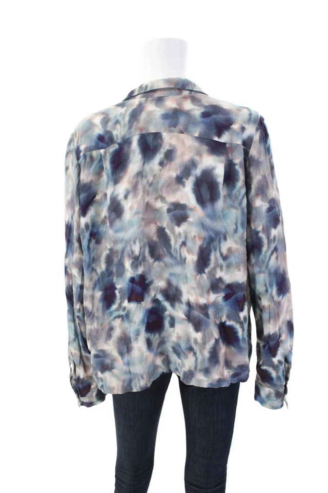 Blusa Top Fifteen Twenty para Mujer Tie Dye Manga Larga Abotonada Azul Talla XL Foto 3 de 4