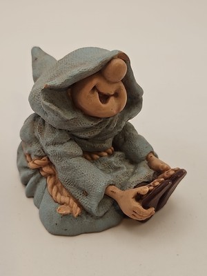 Vintage FRIAR FOLK by Abby Press, MONK sitting down in blue robe