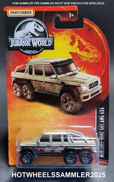 "Matchbox Jurassic World \"MERCEDES-BENZ G63 Amg 6X6\"TPN9 Silber Ovp UngeÖFfnet"-image