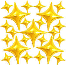 23Pcs Four Angle Star Foil Balloons,26Inch and 10Inch Red Quadrangle Star Helium