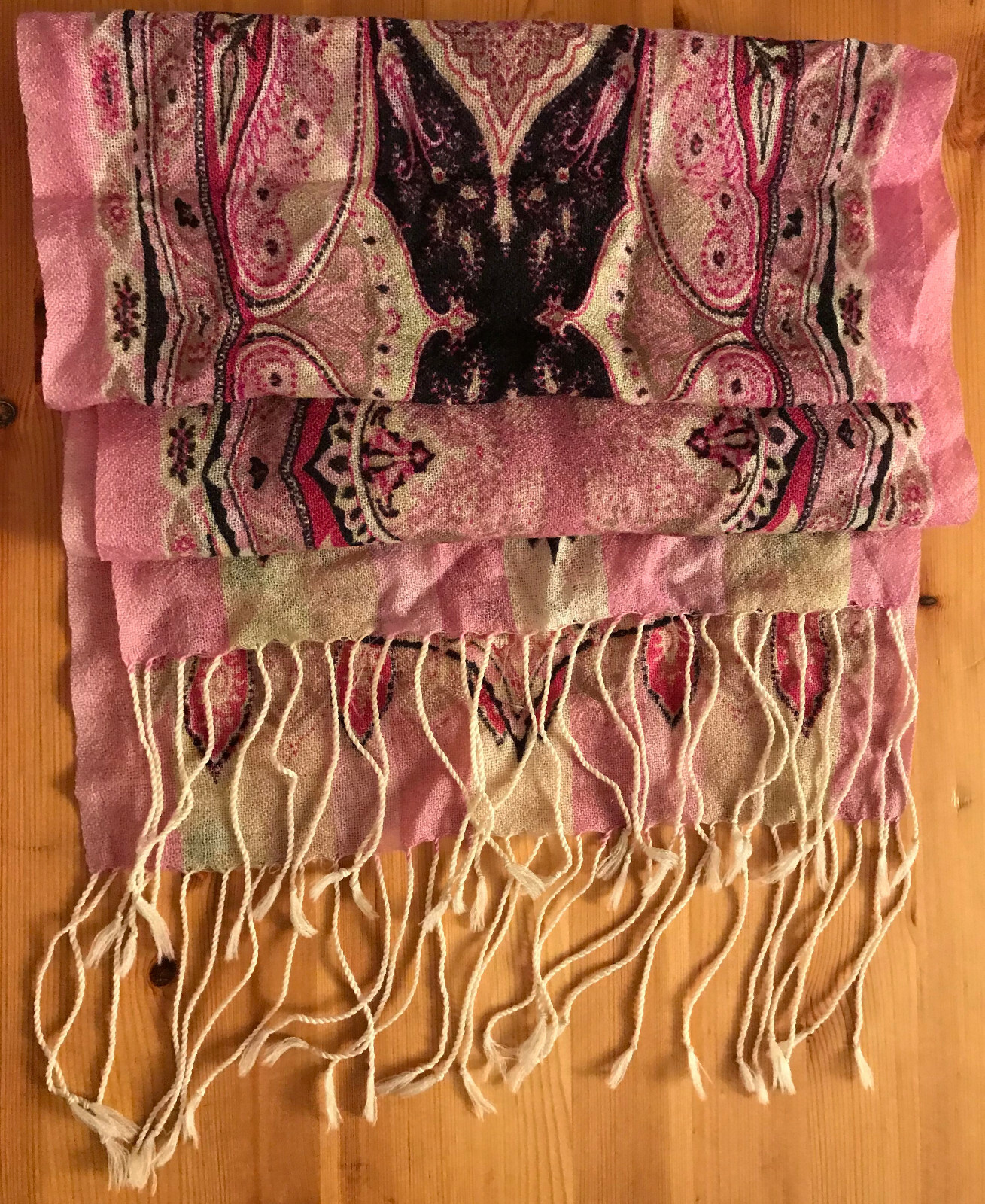 Elegante Pañuelo Ligero De Seda Tipo Fular 31x146 Rosa