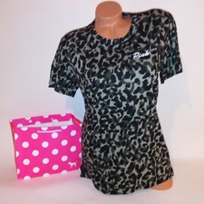 Victoria Secret PINK T Shirt XS Black Green Leopard Short Sleeve Campus Tee New