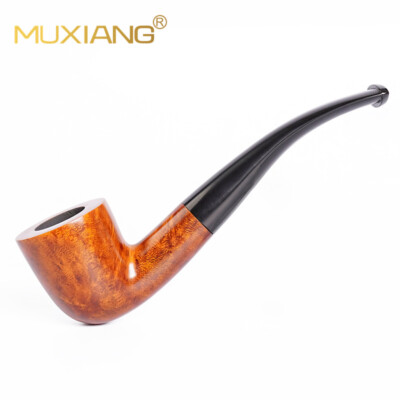 Briar Tobacco Pipe Curved Smooth Handmade Wooden Smoking Pipe Cumberland Stem