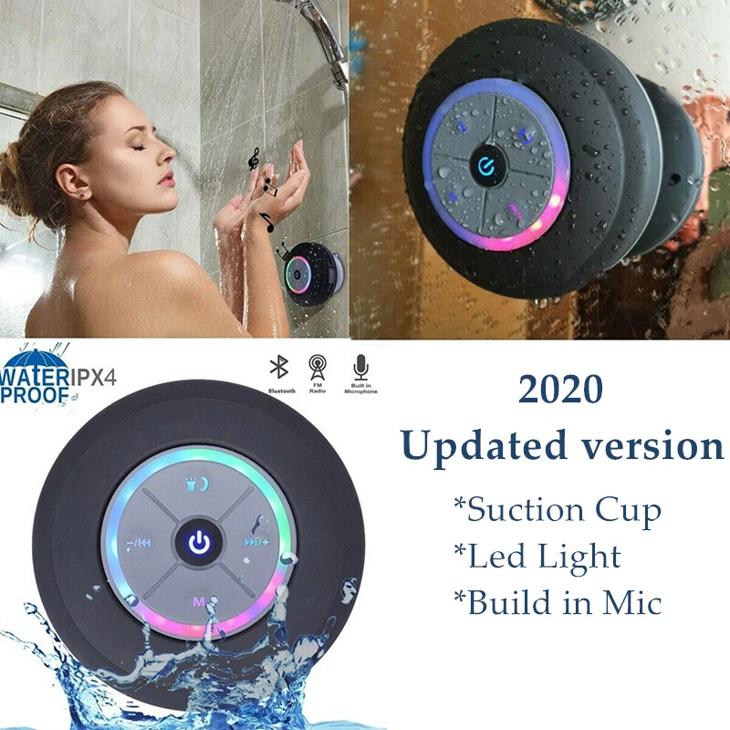 Portable LED Waterproof Wireless Bluetooth Speaker Subwoofer for Bathroom Shower