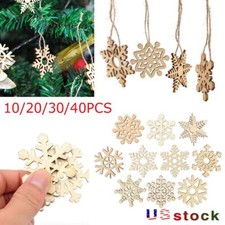 Christmas Wooden Snowflakes Ornaments Xmas Tree Hanging Decorations Rustic Wood