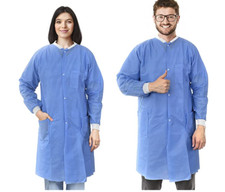 High Quality SMS 45gsm Disposable Lab Gown 2 Pockets Unisex M/L 10 Pcs