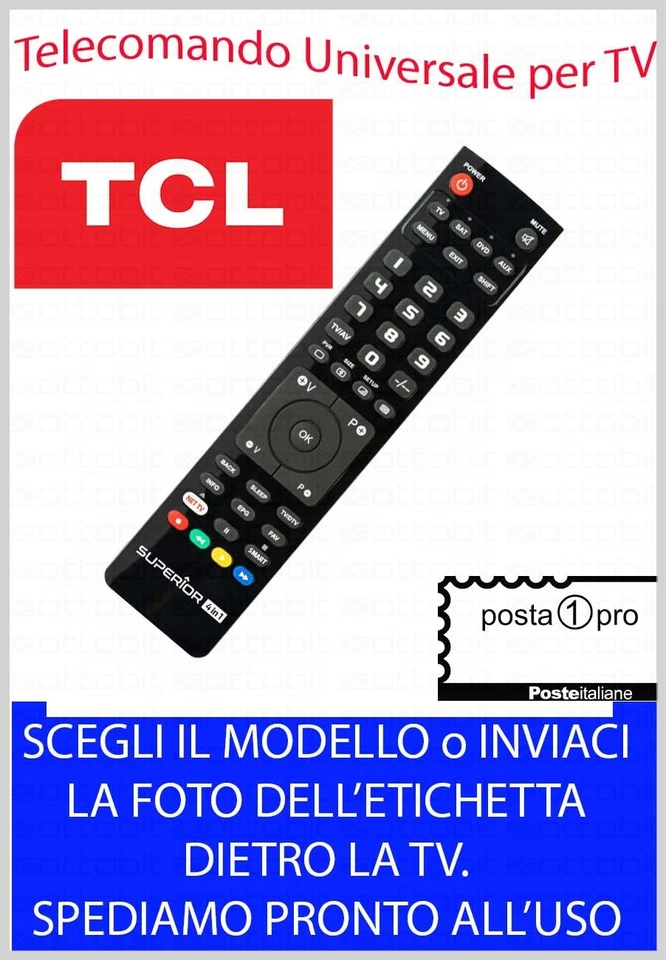 TELECOMANDO UNIVERSALE per TV TELEVISIONE TCL SCEGLI MODELLO LISTA