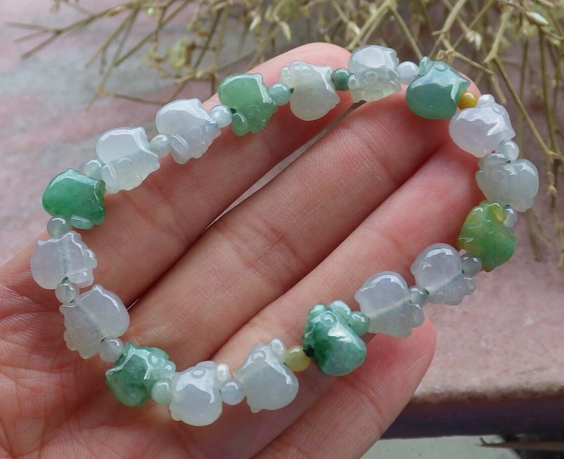 Certified Green Burma Natural A JADE Jadeite Bead Bangle Pig