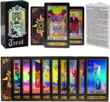 Tarot Cards Holographic Tarot Deck for Beginners, 78 Classic Tarot Cards Surface