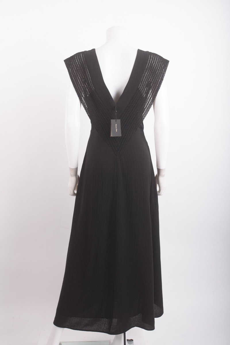 【Massimo dutti】Vネックノースリーブワンピース Massimo Dutti Womans Maxi Dress Size XS Black Crochet V-Neck