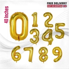 40" Inch Giant Foil Number Balloon Gold Age  0-9 Helium Air Balloons Birthday