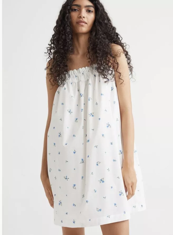 H&m white cotton dress clearance