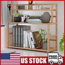 3 Layers Wooden Bookshelf Magazine Files Organizer Shelving Bookcases Storage US
