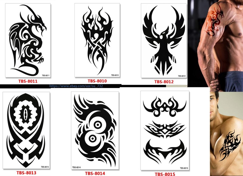 6 X Temporary Tattoos Body Arm Tattoo Sticker Half Sleeve Fake Waterproof US
