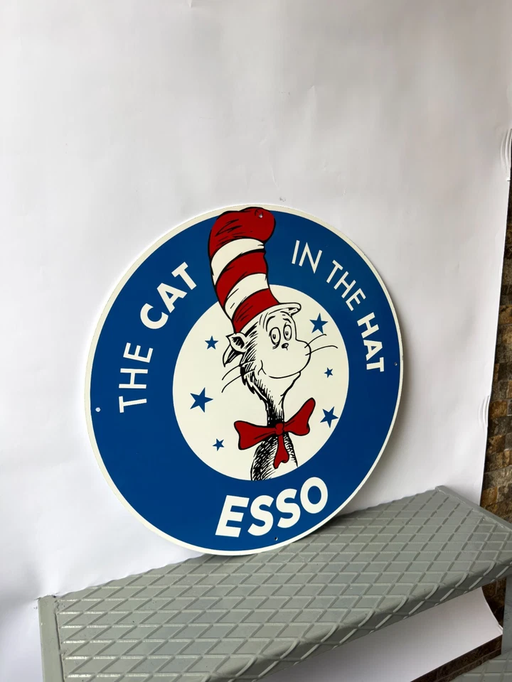 Vintage ESSO ”The Cat in the Hat” Rare Dr. Seuss Heavy Metal Sign - 19.7" (50cm) - Image 3 of 4