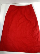 Pendleton Skirt Women Size 10 Red 100 Virgin Wool Zip Button Vintage USA