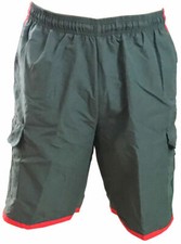 Men's Cargo Bathing Suit Striped Board Surf Short Swim Trunks Forest Green L