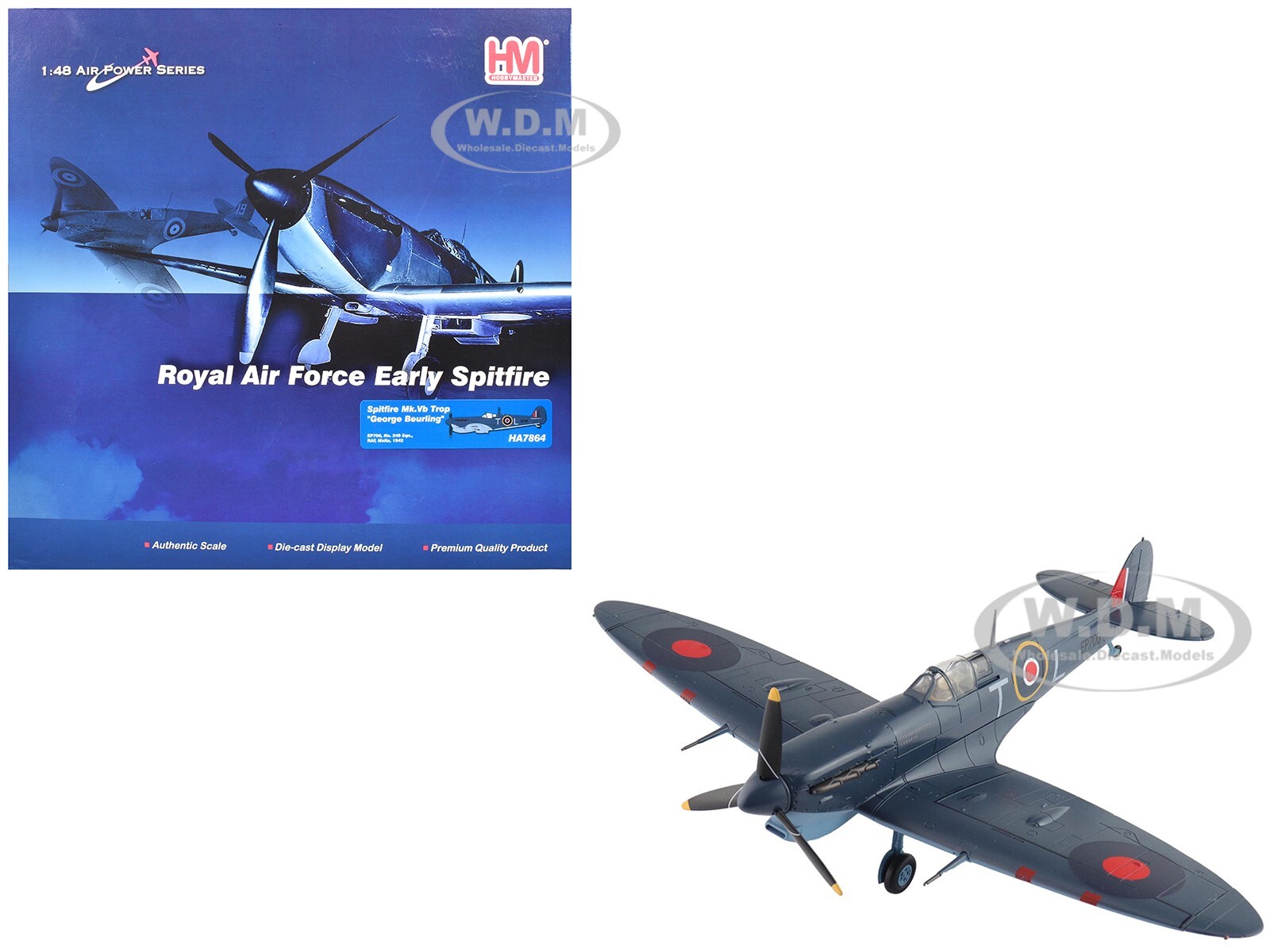 БОЕВОЙ САМОЛЕТ SUPERMARINE SPITFIRE MKVB TROP MALTA RAF 148 ОТ HOBBY MASTER HA7864 20890₽