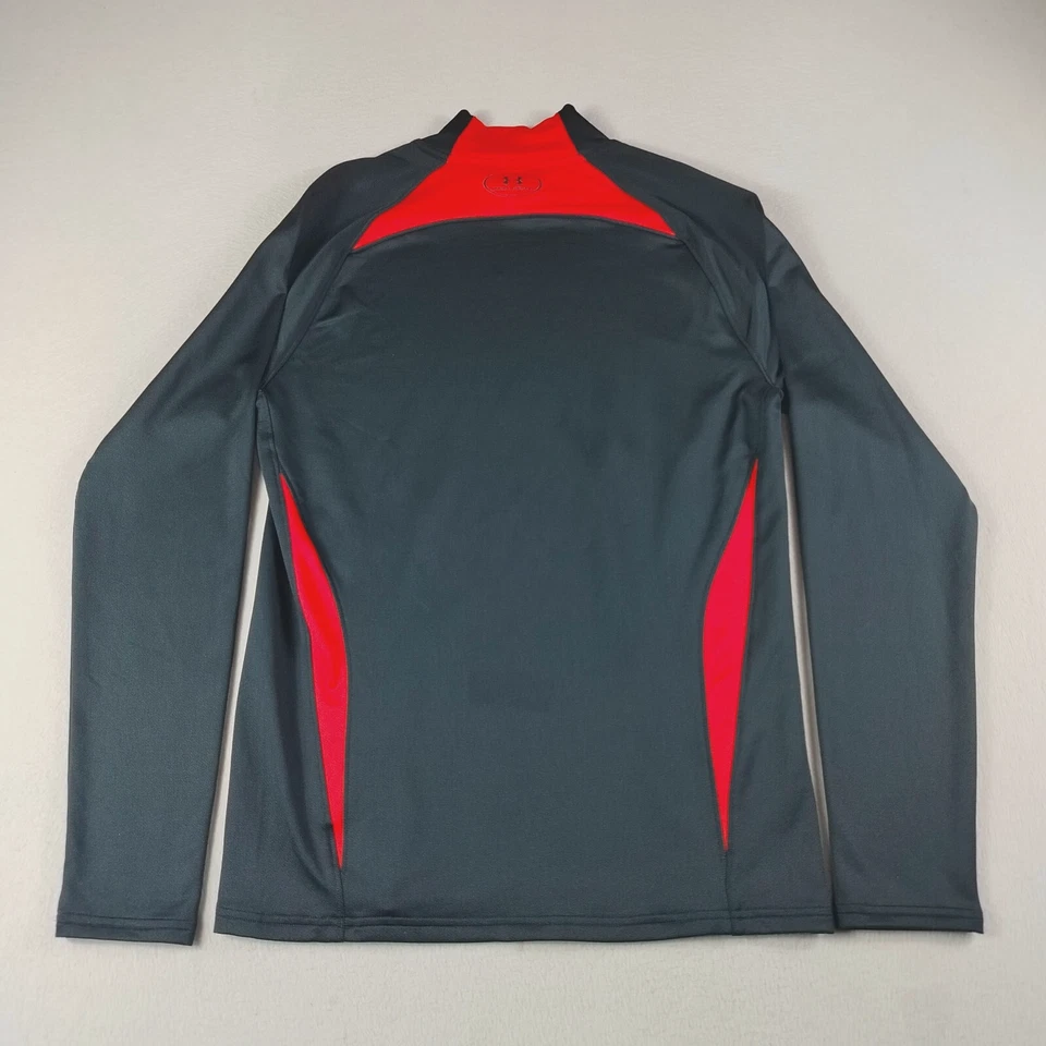 Under Armour Shirt Mens Large Black Red ColdGear Long Sleeve Training Workout - Image 2 of 4