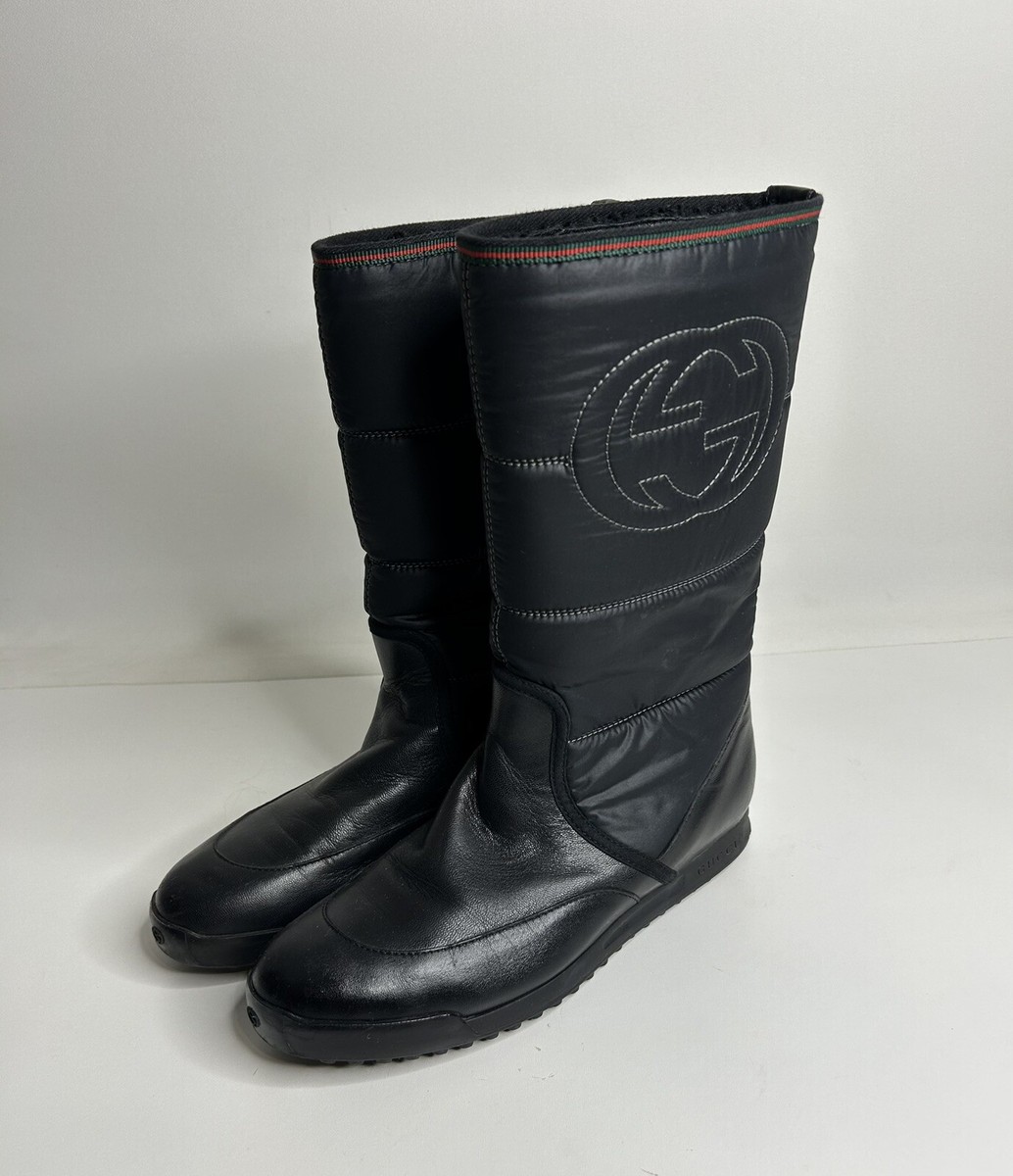 Gucci Snow Boots Shoes Black Web GG Nylon Leather Sz 37 | eBay display picture 1