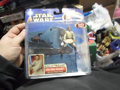 NIP Star Wars Obi-Wan Kenobi w/ Force-Flipping Attack!  Attack of the Clones
